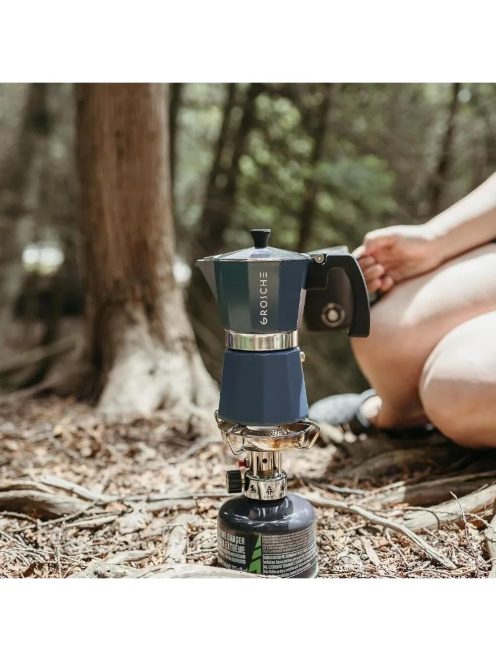 Stylish Stovetop Espresso Maker Moka Pot - 6 Cup, 9.3 oz, Blue Coffee Percolator